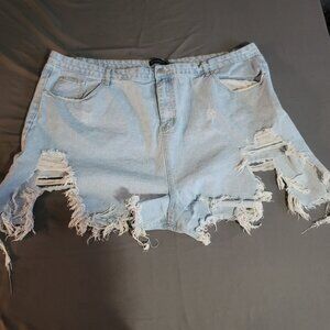 Pretty Little Thing Jean Shorts Womens 5X Blue Ripped Distressed Cut Offs Denim